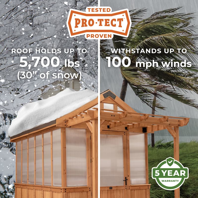 Backyard Discovery Bellerose 11'x7' Cedar Wood Greenhouse with Pergola - 14'8" x 7'4"