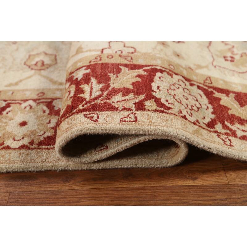 Hand Knotted Oriental 100% Wool Carpet Traditional Floral Beige & Ivories Chobi-Peshawar Area Rug - 11' 2'' X 5' 0''