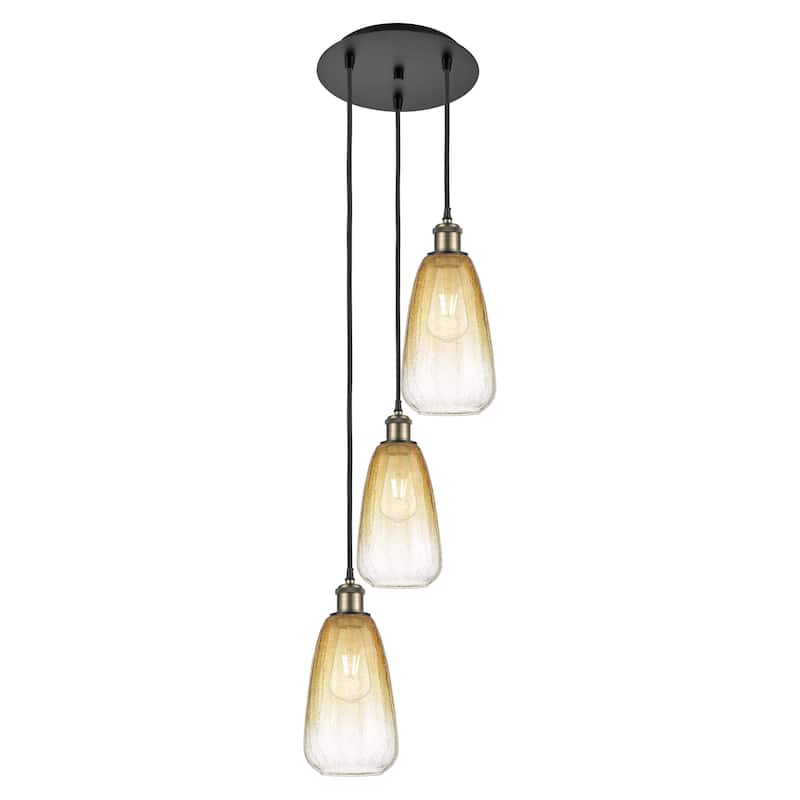 Innovations Lighting Endless Possibilities Ballston - Brookhaven Almond - 3 Light 13" Cord Hung Multi Pendant - Black Antique Brass/Amber