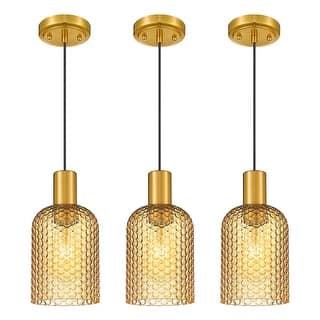 1-Light Modern Pendant Light with Hammered Glass