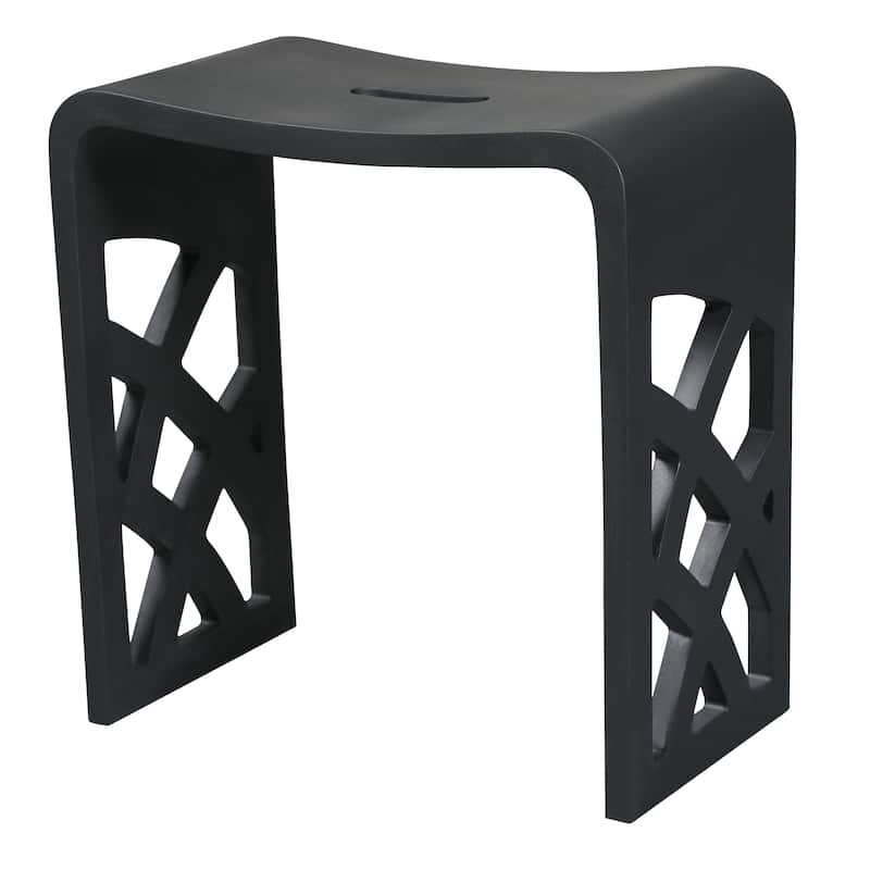 ALFI brand ABST88BM Black Matte Solid Surface Resin Bathroom / Shower Stool