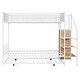 preview thumbnail 7 of 14, Versatile Bed Design Twin over Full Metal Bunk Bed with Trundle and Lateral Storage Ladder and Wardrobe-White