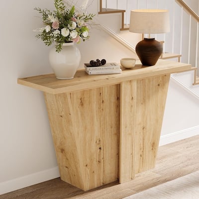 55” Natural Console Table, Modern Sofa Table for Living Room, Bedroom