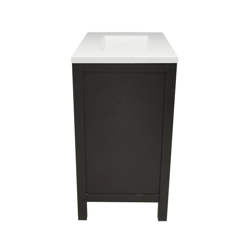 Nevado 25 in. W x 19 in. D x 36 in. H Bath Vanity in with White Cultured Marble Top Single Hole