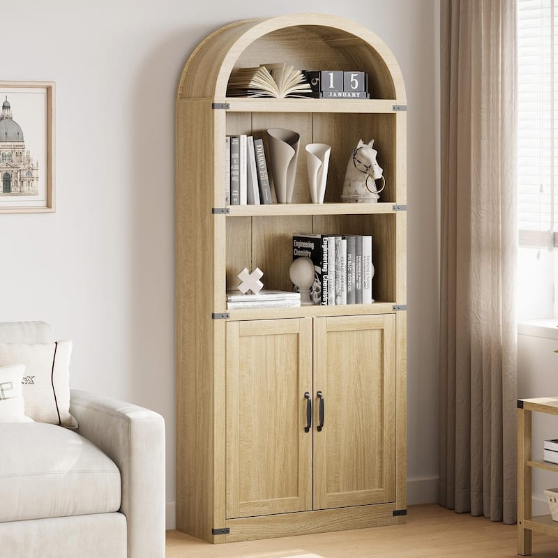 71.7" Tall Arched Bookshelf, 5-Tier Arched Display Cabinet with Storage Shelves