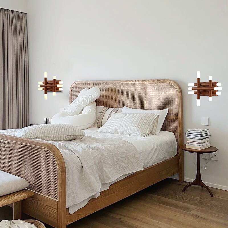 CurveCurio 13" Modern Wall Light Adjustable Color Temperature, Dimmable LED and Remote Control in Elegant Willow Wood Finish