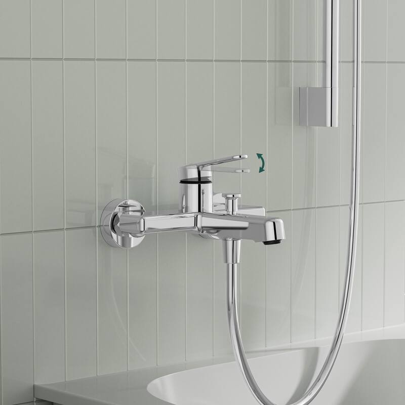 Modland Wall-Mounted Bathtub Faucet with 3-Function Hand Shower, 1.59GPM, Matte Black/Chrome, CUPC Certified