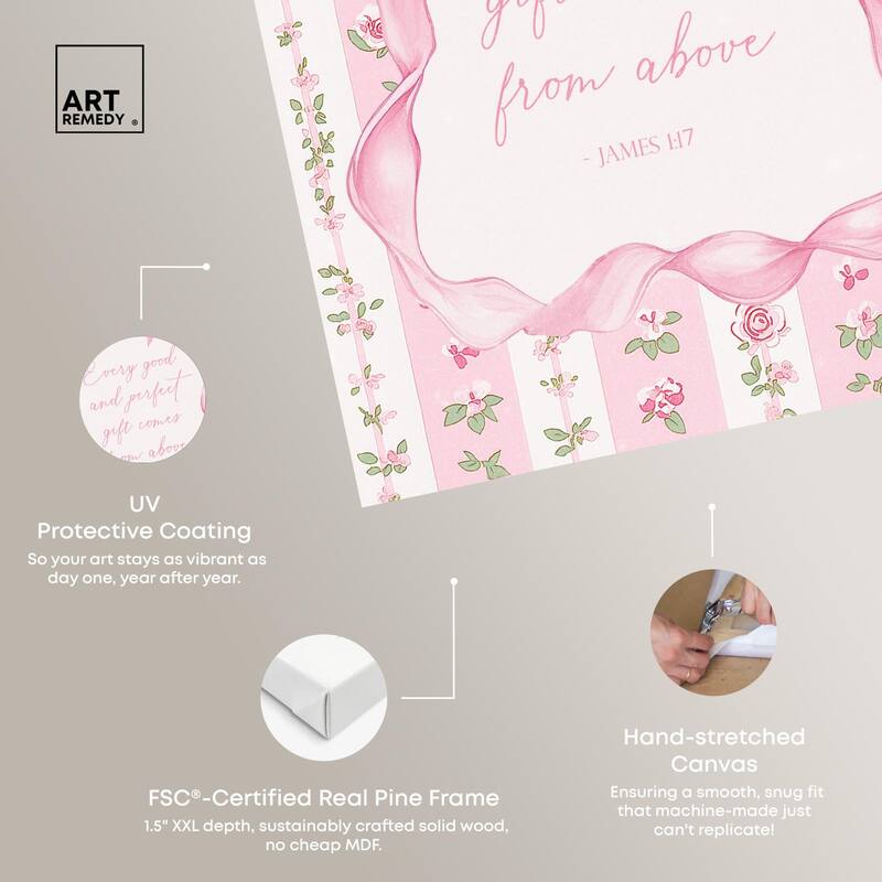 Good and Perfect Gift Bow Canvas by Art Remedy, Gallery Wrapped