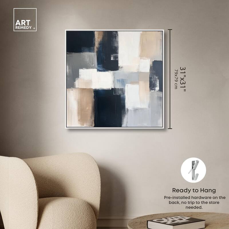 Blue and Tan Abstraction I Canvas by Art Remedy