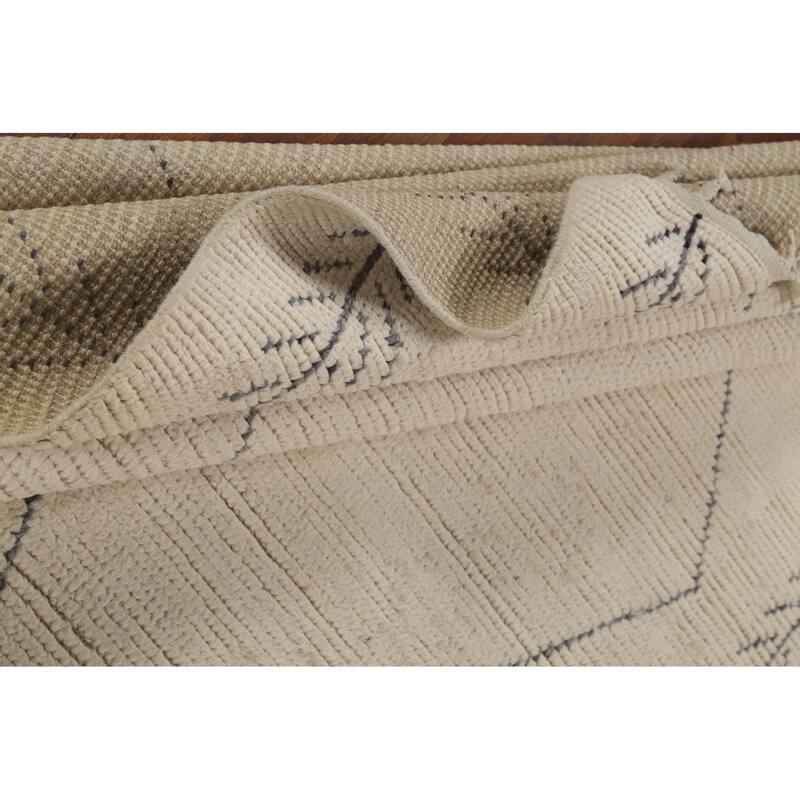 Ivory Moroccan Area Rug Handmade Wool Carpet - 5'11"x 9'4"