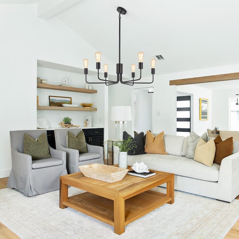 6-Light 30.15"W Kitchen Island Modern Chandeliers for Living Room