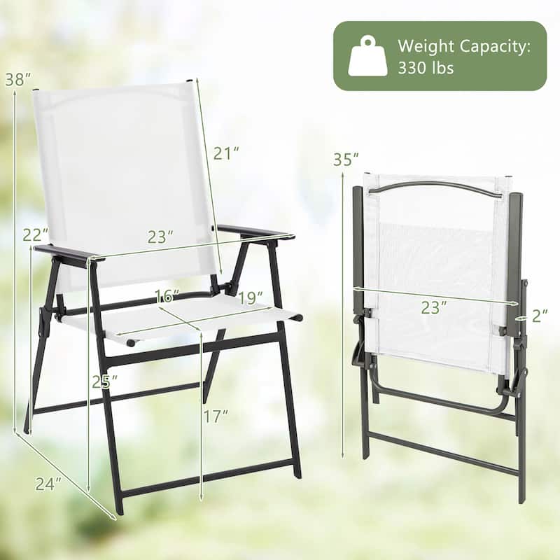 Gymax 2-Piece Patio Folding Chairs High Back Dining Chair Set w/