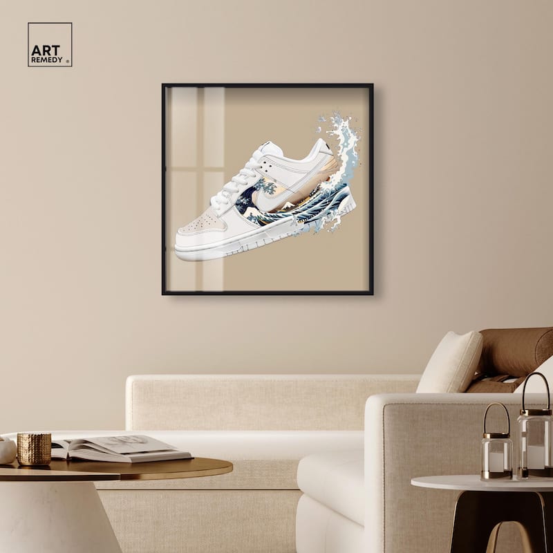 Great Wave Sneaker Splash Shadowbox by Art Remedy