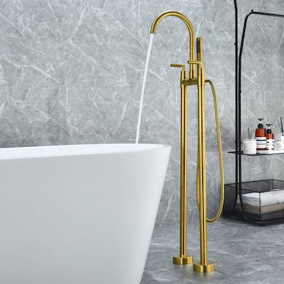 Altair Gnosall Double Lever Handle Freestanding Floor Mounted Tub Filler with Handshower