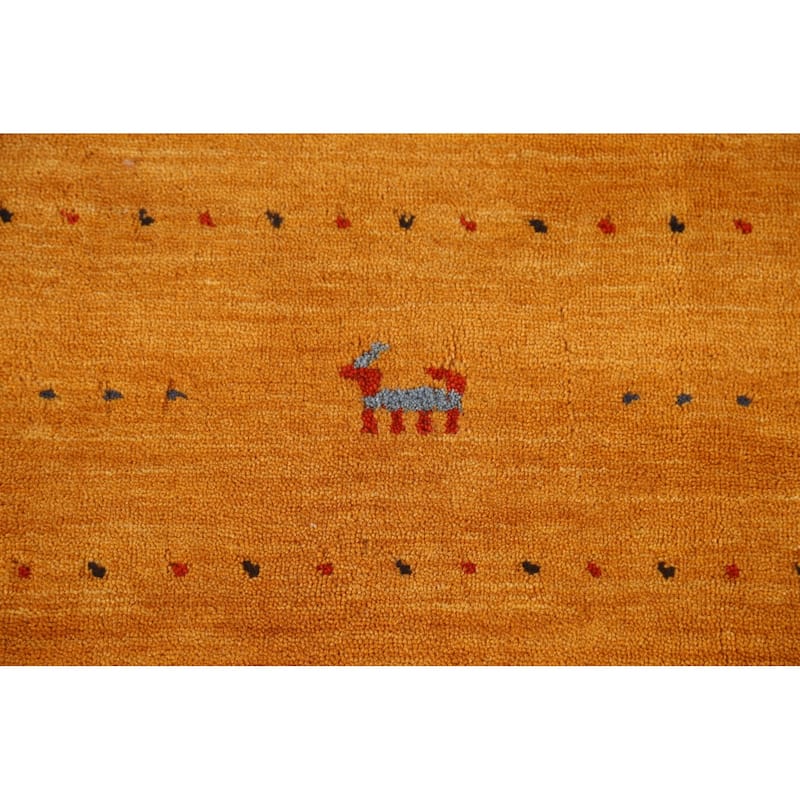 Orange Rust Gabbeh Oriental Area Rug Handmade Wool Carpet - 6'8"x 9'9"