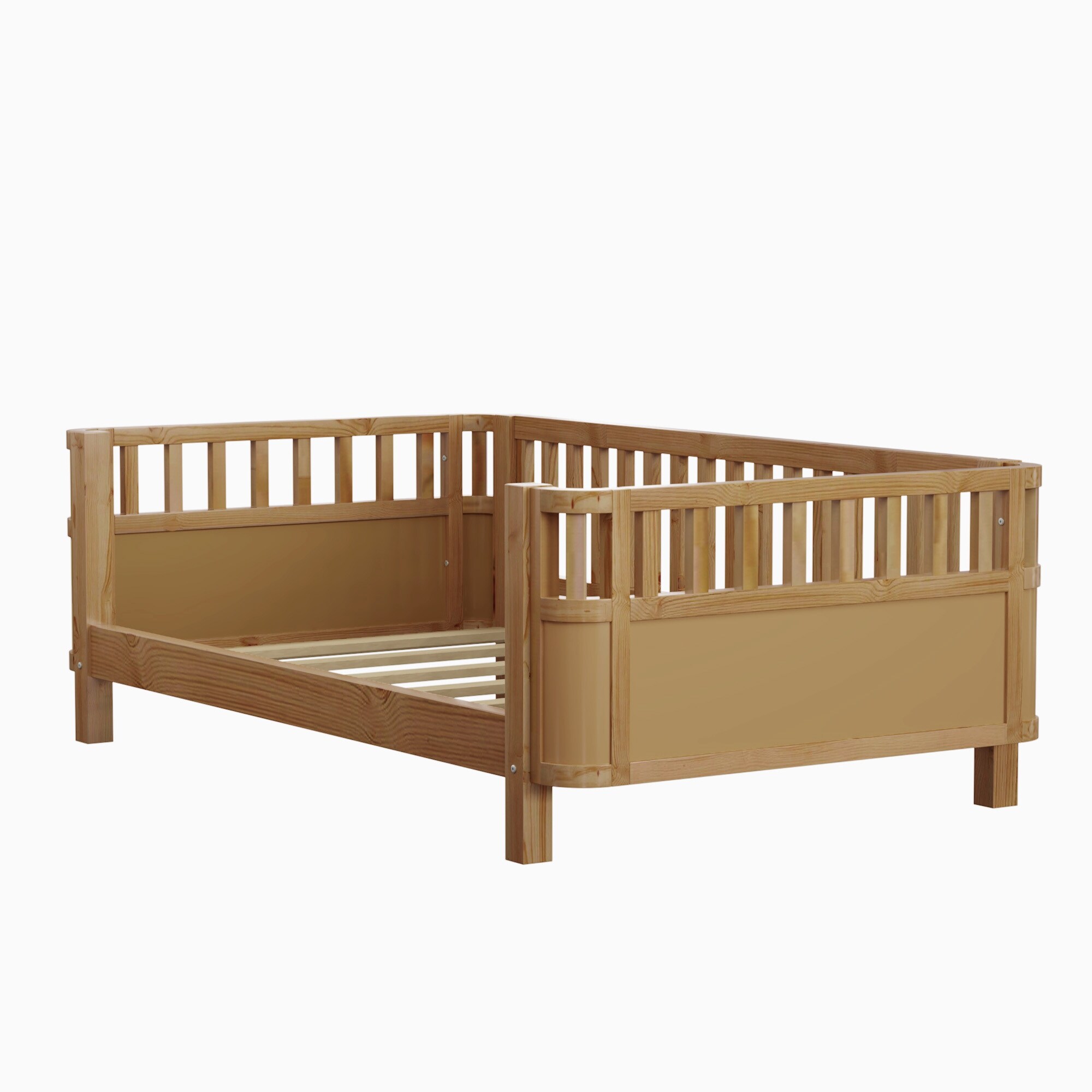 Low Platform Bed with Slats Support, Montessori Bed Frame, Daybed with Detachable Side Rails