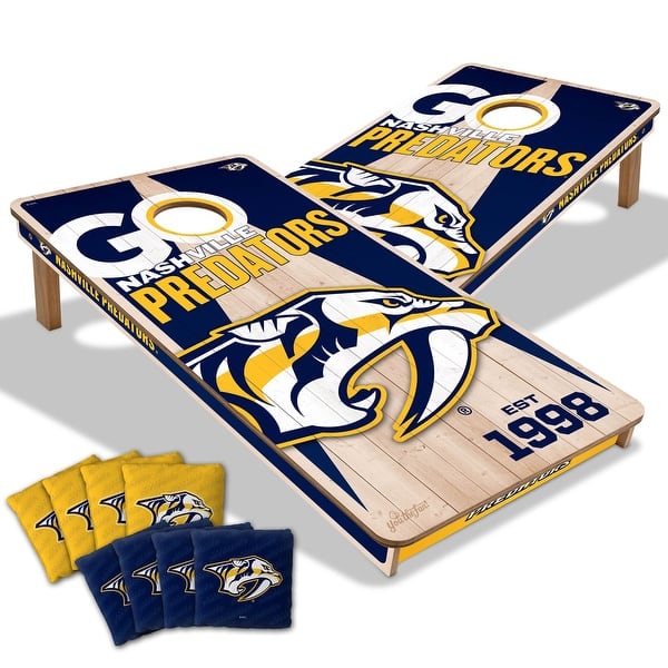 slide 2 of 7, Nashville Predators NHL 2x4 Cornhole Board Set Include Carrying Case