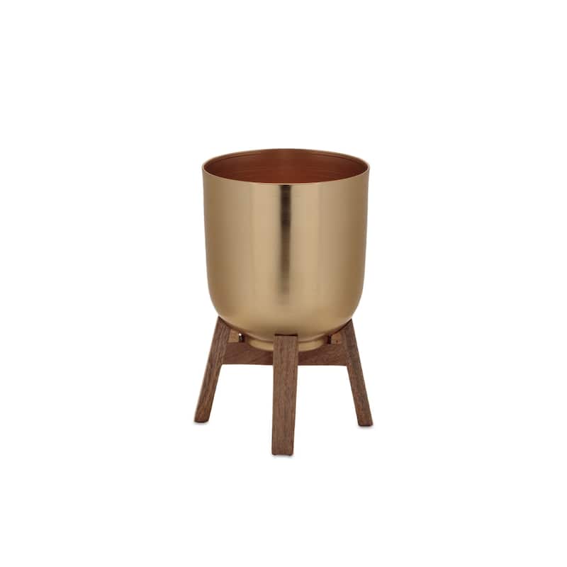 Round planter with Tripod Stand - 21" - Gold