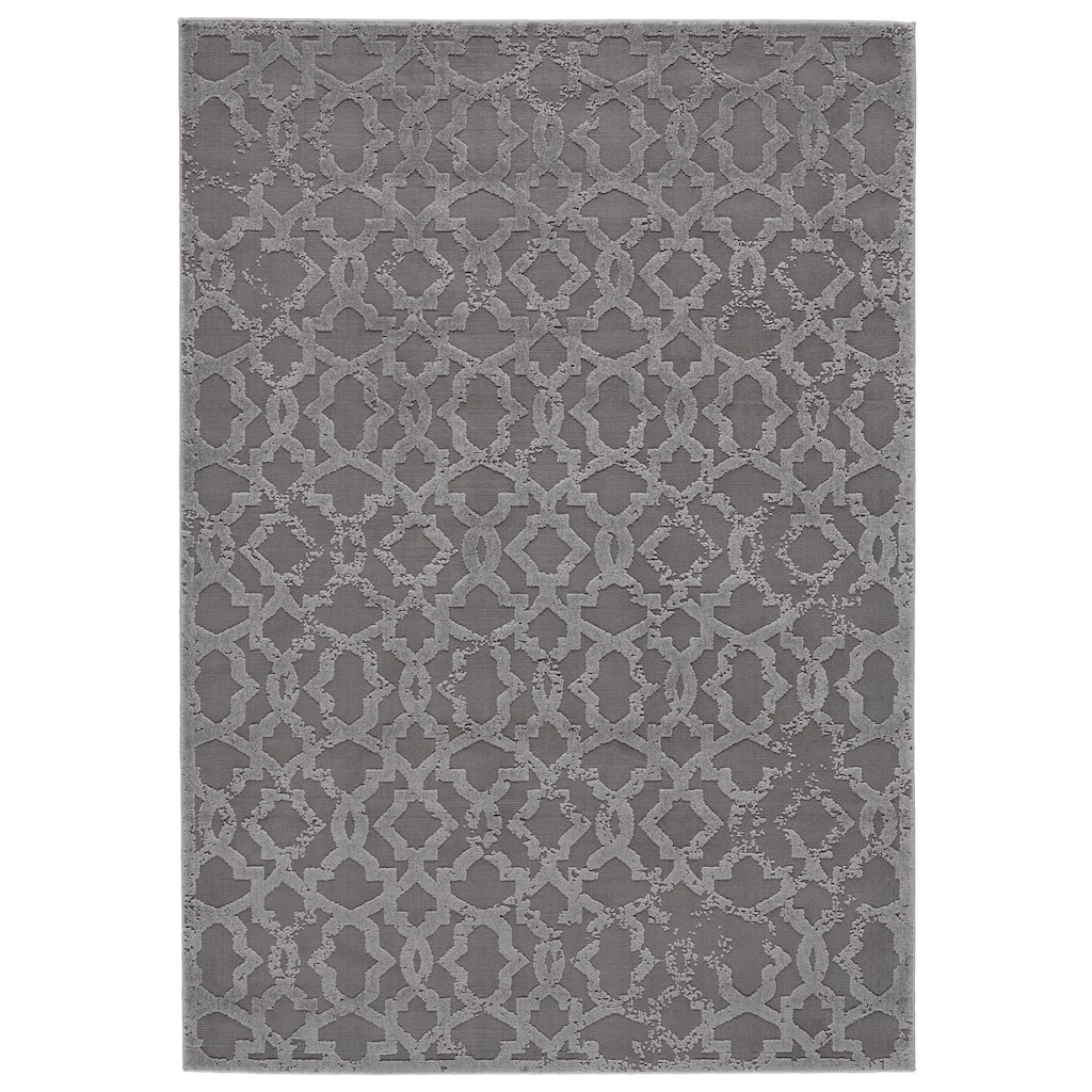 Plaza DIstressed Geometric Trellis Area Rug, Silver Gray/Steel Gray
