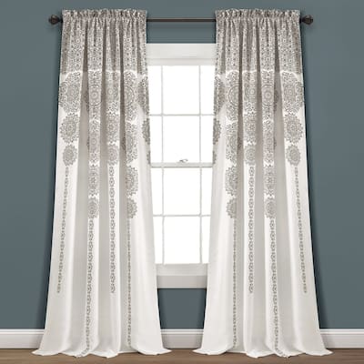Lush Decor Stripe Medallion Room Darkening Curtain Panel Pair
