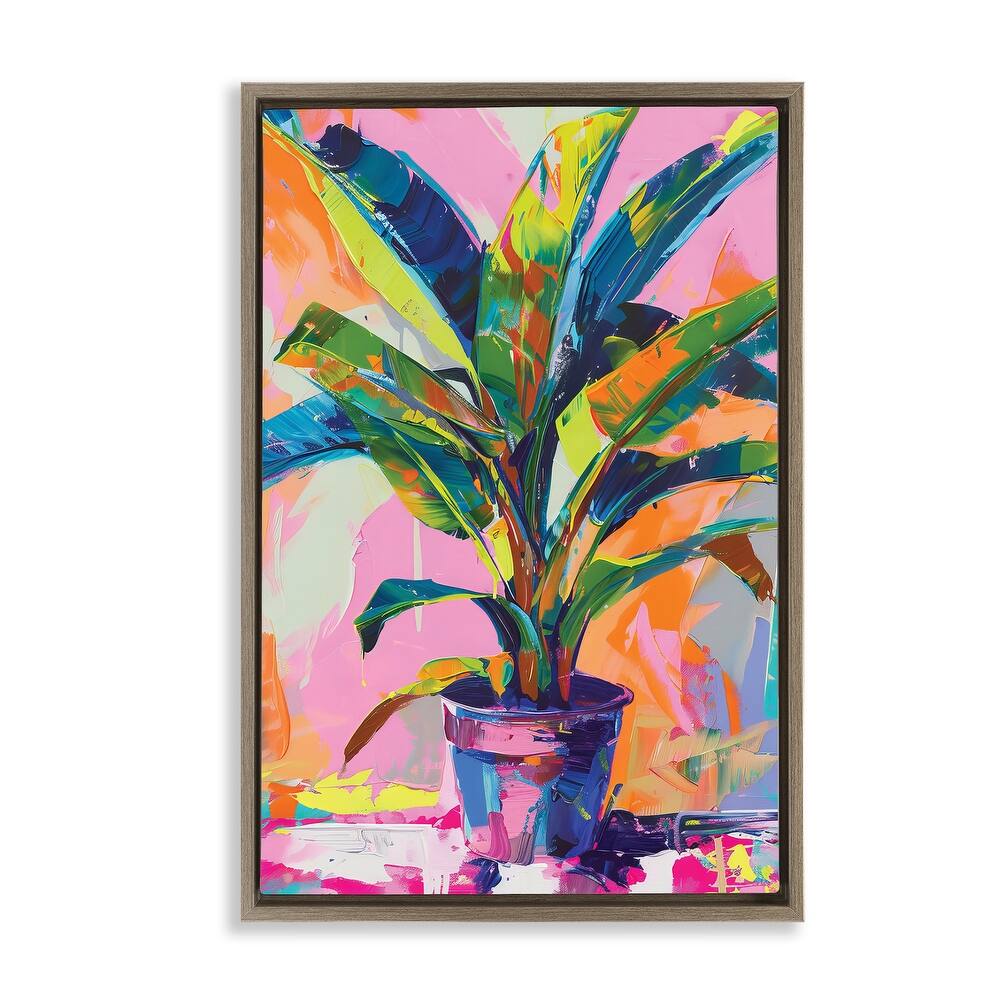 Stupell Vivid Saturated House Plant Framed Floater Canvas Wall Art Design By LSR Design Studio