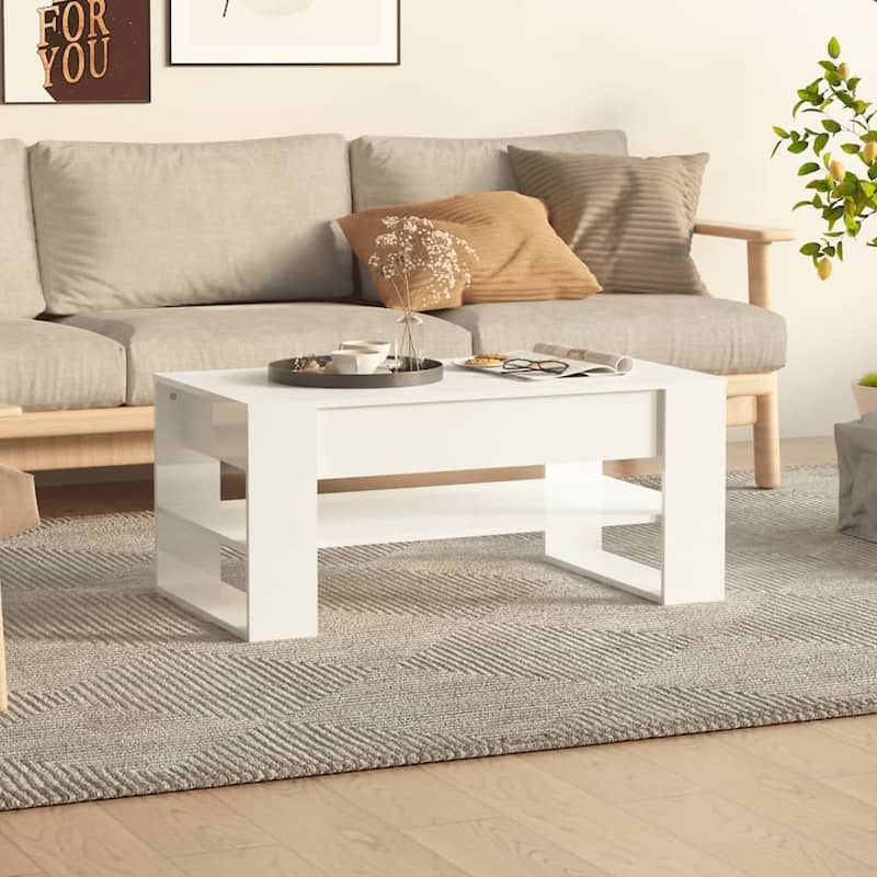 vidaXL Coffee Table multicolor 40.2"x21.7"x17.7" Engineered Wood - High gloss white