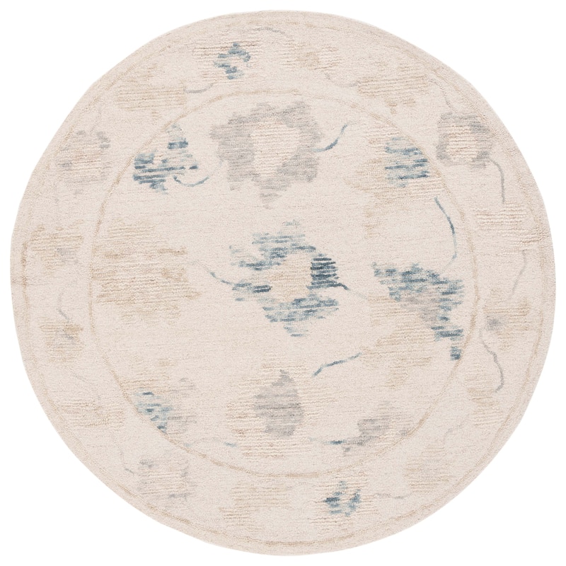 SAFAVIEH Handmade Abstract Fabiana Wool Rug - 6' Round - Ivory/Beige