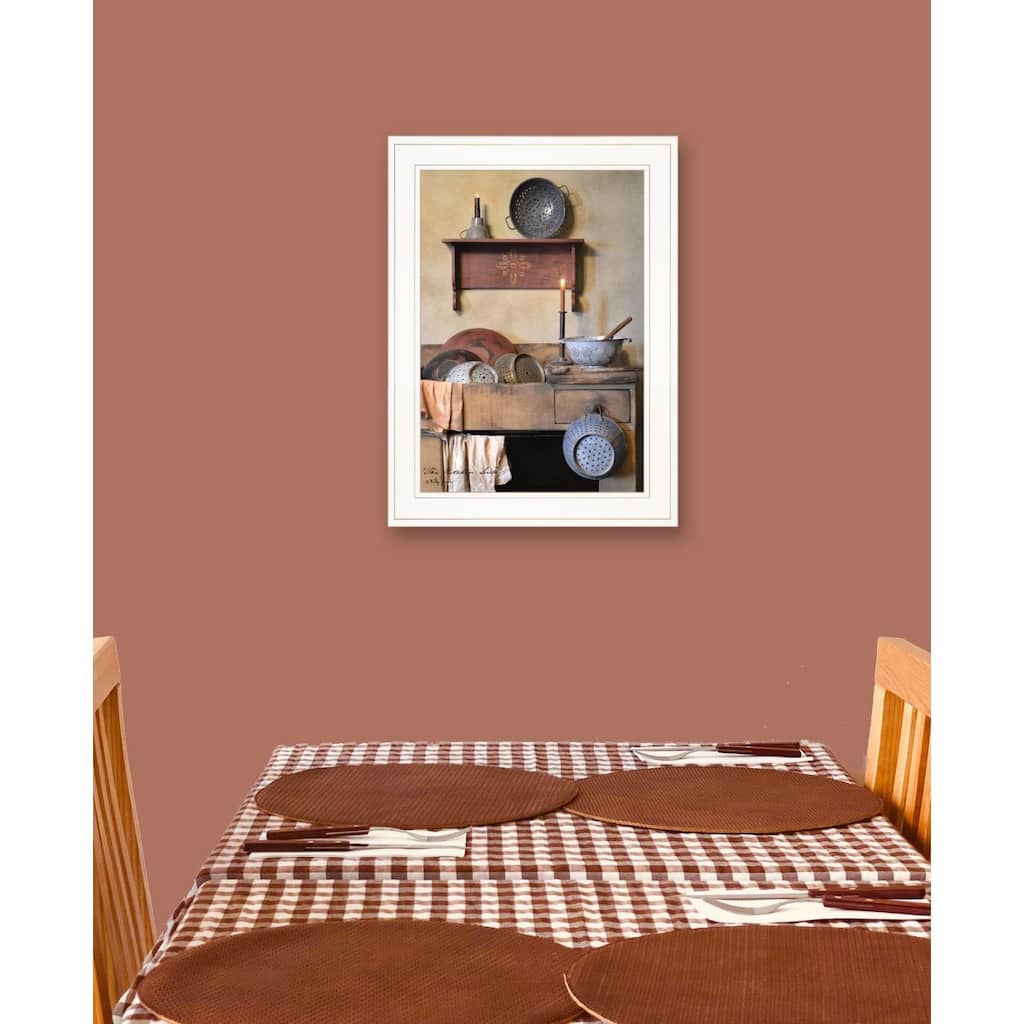 TrendyDecor4U Farmhouse "The Kitchen Sink" Framed Print Wall Art by Billy Jacobs - Brown, Oranges, Tans