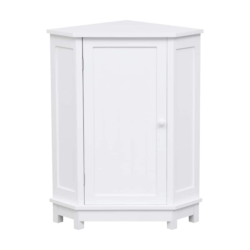 GDFStudio - Elara 31" Triangle Corner Bathroom Cabinet with Adjustable Shelf, Compact MDF Organizer