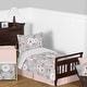 preview thumbnail 1 of 3, Grey Watercolor Floral Girl 5pc Toddler-size Comforter Set - Blush Pink Gray White Shabby Chic Rose Flower Polka Dot Farmhouse