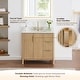 preview thumbnail 4 of 40, Sierra Bathroom Vanity in Washed Light Brown with Grain White Engineered Stone Countertop without Mirror
