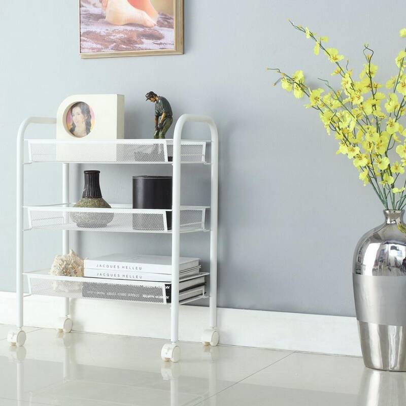 3/4/5 Tier Storage Trolley Rolling Island Kitchen Cart with Hooks