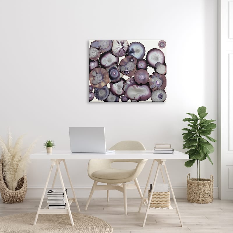 Stupell Grey and Purple Abstract Geode Stretched Canvas Wall Art