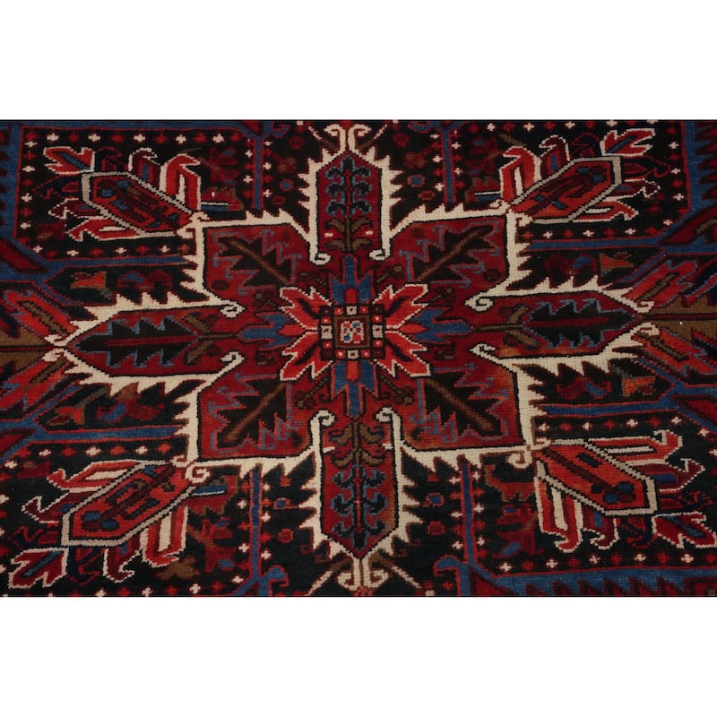 Hand Knotted Oriental 100% Wool Carpet Traditional Medallion Red Heriz Area Rug - 10' 8'' X 7' 9''