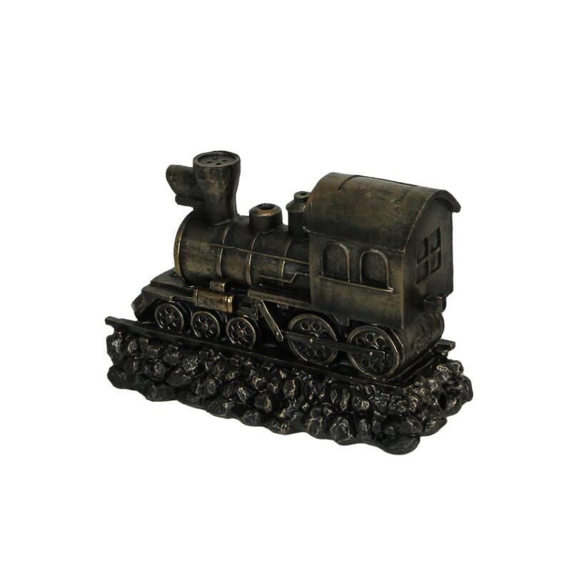 Zeckos Bronze Finish Resin Steam Locomotive Train Bookends (Set Of 2) - 6.25 X 9.25 X 4.25 inches