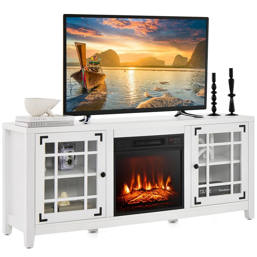 Costway 58 Inches Fireplace TV Stand for TVs up to 65 Inches with - 58'' x 16'' x 25''