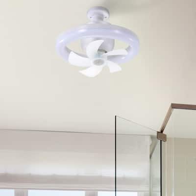 10" Indoor White E26 Socket Ceiling Fan with Light and Remote Control, Oscillating