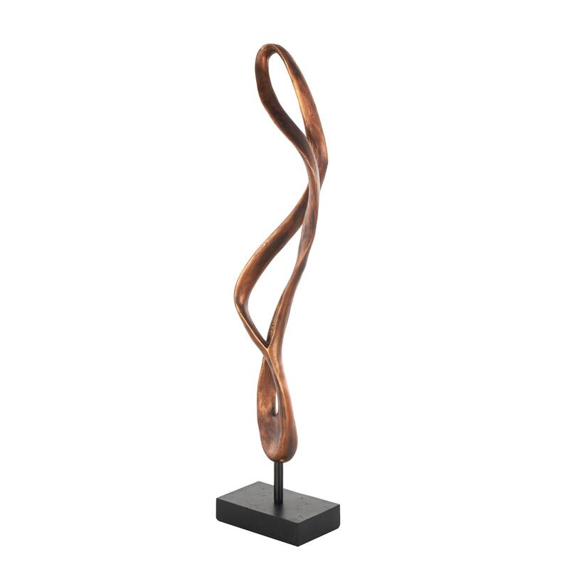 Bronze Polystone Abstract Abstract Decorative Sculpture with Rectangle Black Base