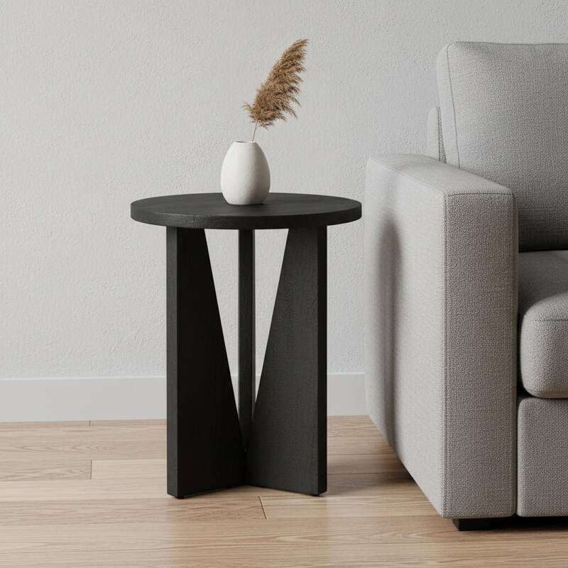 HomeRoots 18" Black Solid Wood and Wood Tray Table - 18.00 in. x 22.50 in. x 18.00 in. - Black - Wood