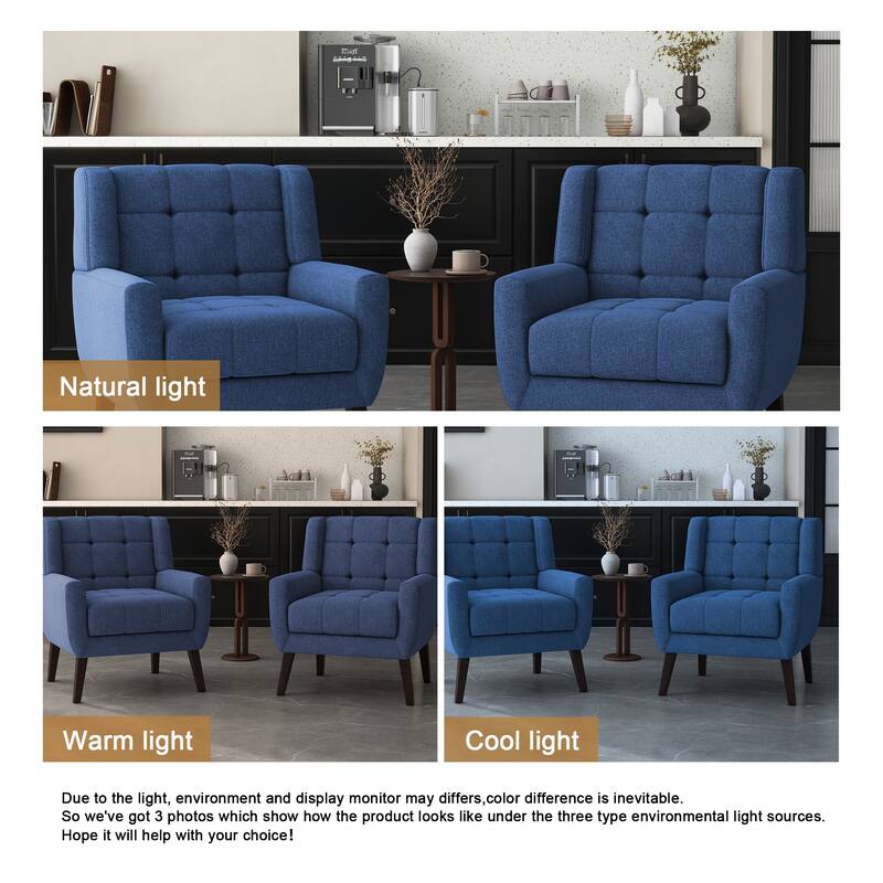Set of 2 Tufted Upholstered Accent Armchair
