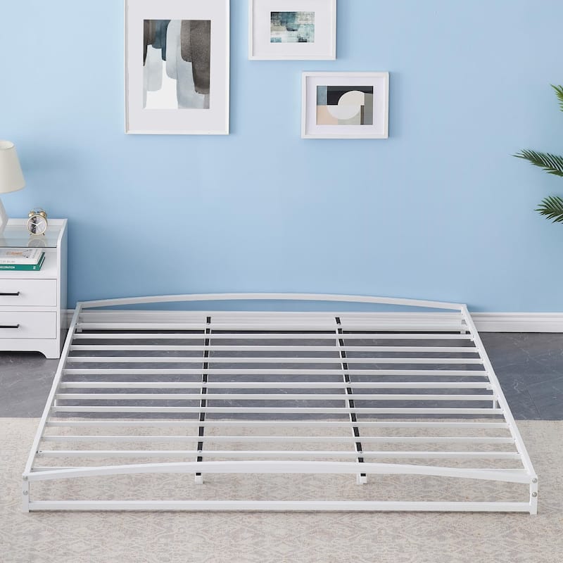 Low Bed Frame，Metal Platform Bed Frame with Arch Design