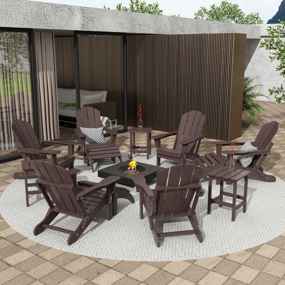 Laguna Hdpe All Weather Outdoor Patio Foldable Adirondack Chairs Conversation Set (12-Piece Set)