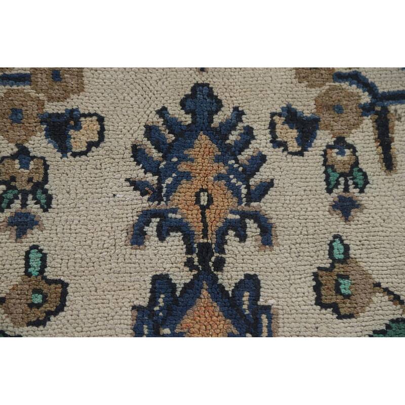 Hand Knotted Oriental 100% Wool Carpet Traditional Medallion Beige & Ivories Hamedan Area Rug - 9' 11'' X 6' 7''