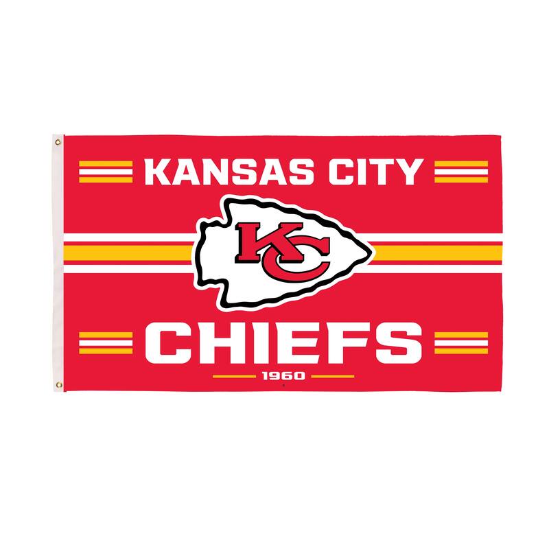 Kansas City Chiefs Single Sided Flag w/ 2 Grommets, 3'x5'