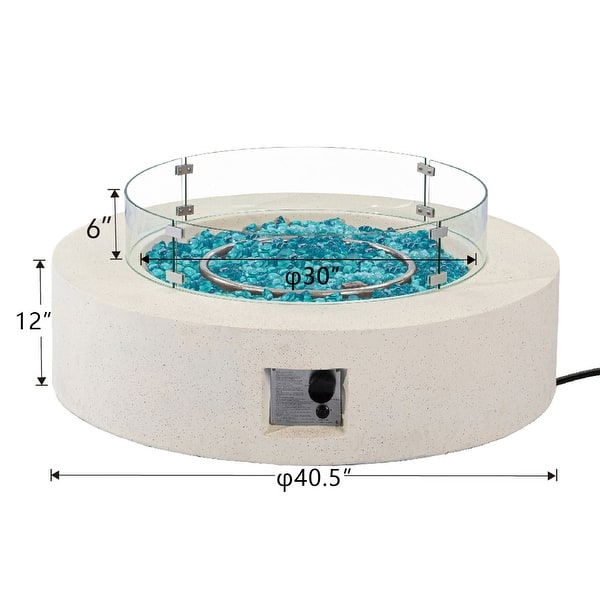 dimension image slide 3 of 14, COSIEST 42'' Outdoor Round Propane Fire Pit w Wind Guard and Fire Glass