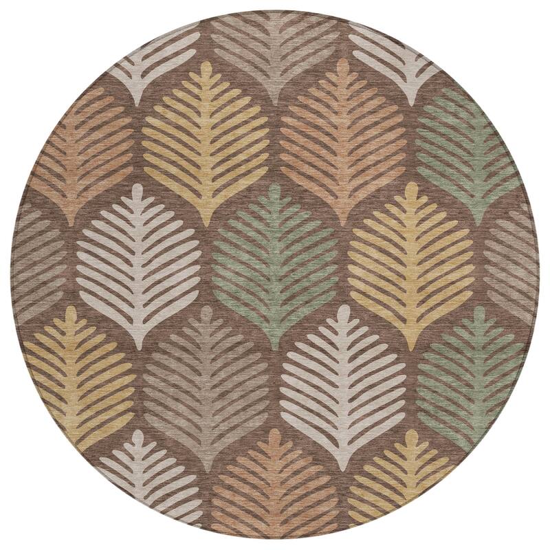 Machine Washable Indoor/ Outdoor Modern Fern Chantille Rug