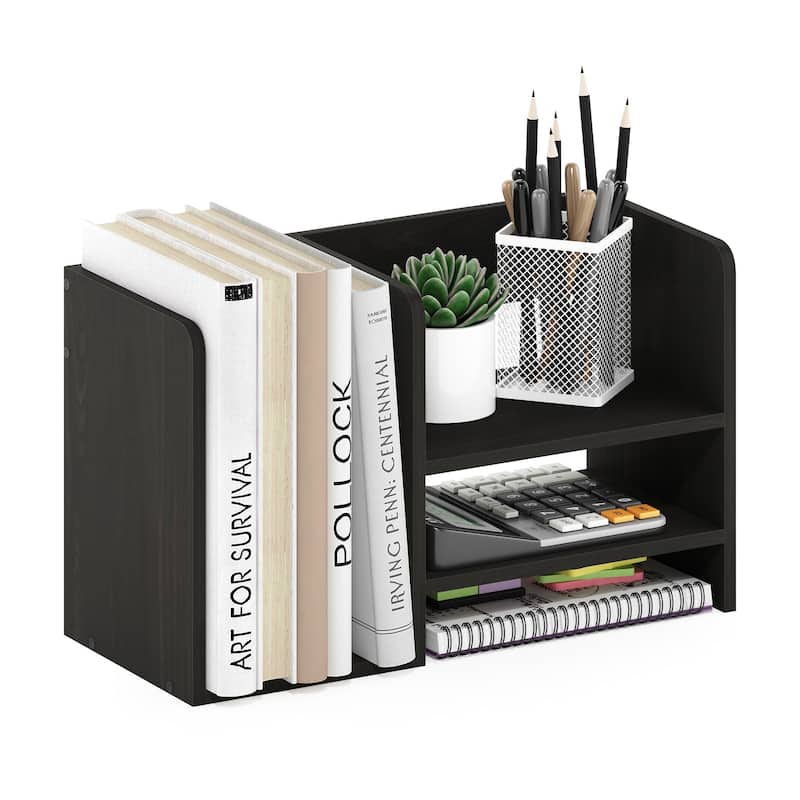 Furinno Hermite Wood Desktop Book and Home Office Supplies Storage Organizer, Espresso