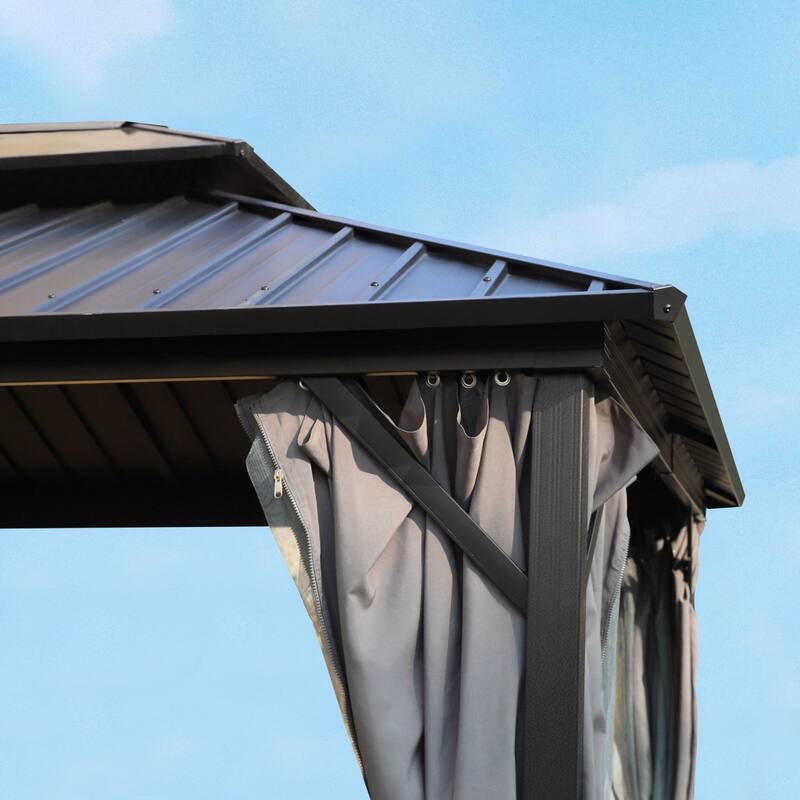 VEIKOUS Outdoor Aluminum Double Hardtop Gazebo Pergolas for Patio Lawn and Garden