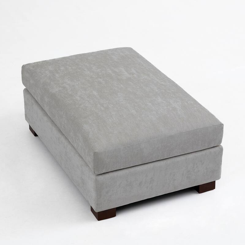 2 Set Modern 41" W Rectangle Chenille Ottoman