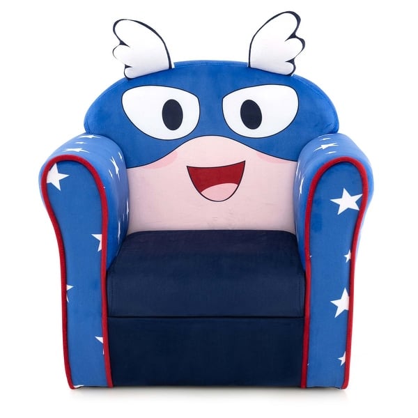 slide 2 of 11, Costway Kid's Sofa Chair Toddler Upholstered Armchair Wooden Frame - See Details Navy - See Details